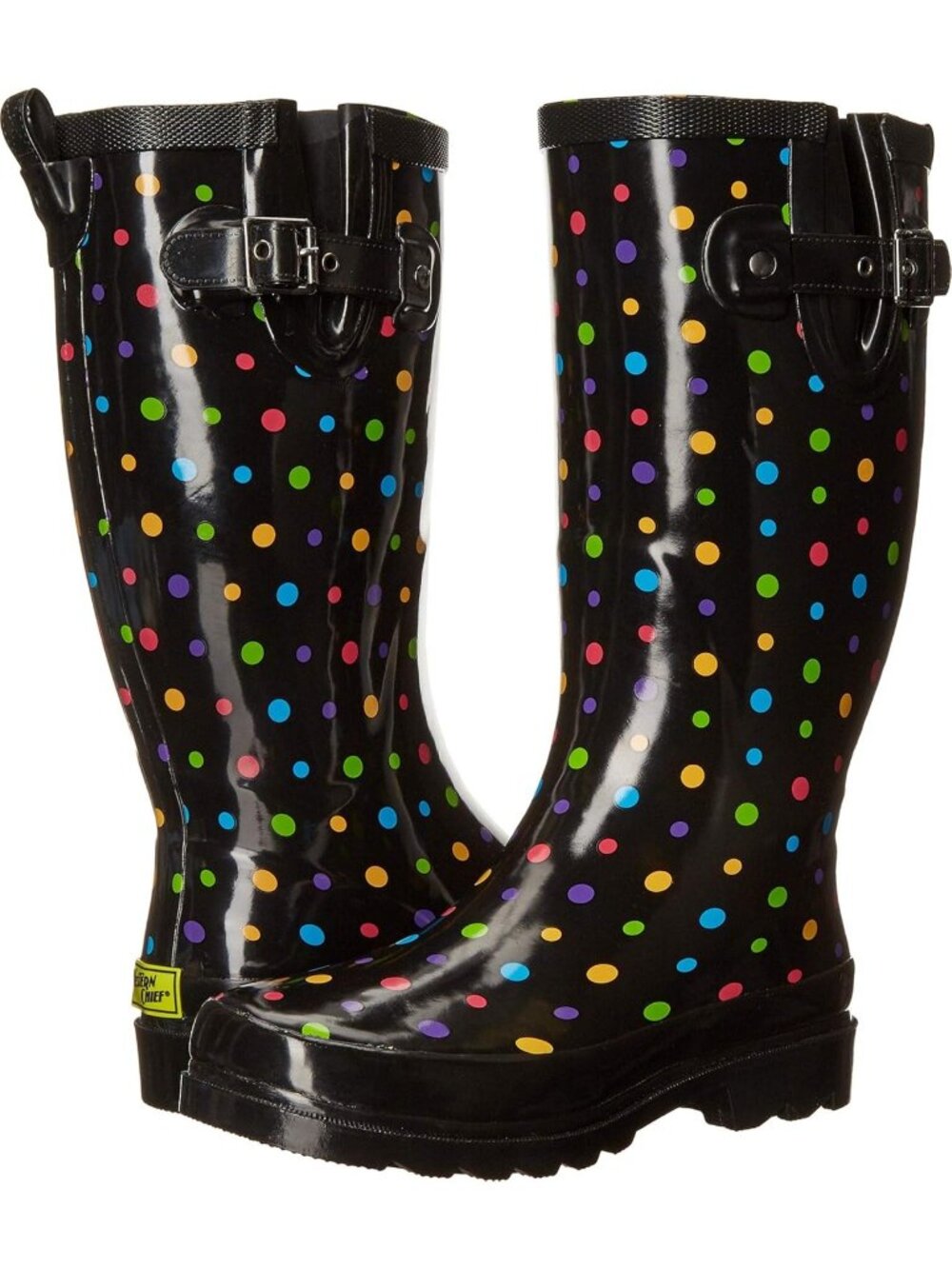 Woman's Ditsy Dots Knee High Waterproof Rain Boot Outdoor Western Chief Shoes